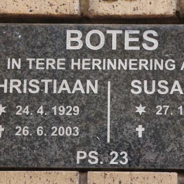 BOTES Christiaan 1929-2003 &amp; Susanna 1927-