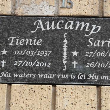 AUCAMP Tienie 1937-2012 &amp; Sarie 1938-2010