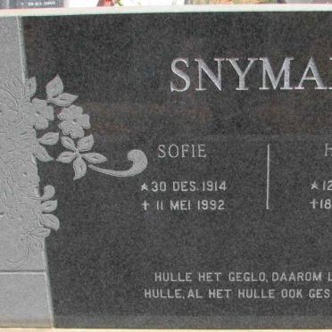 SNYMAN Hansie 1914-1993 &amp; Sofie 1914-1992