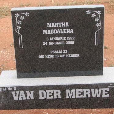 MERWE Martha Magdalena, van der 1922-2009