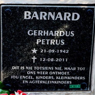 BARNARD Gerhardus Petrus 1942-2011