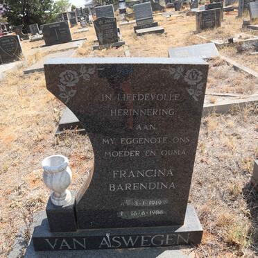 ASWEGEN Francina Barendina, van 1919-1986