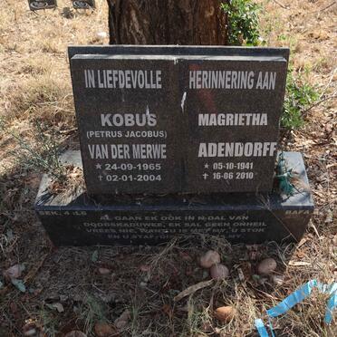 ADENDORFF Magrietha 1941-2010 :: VAN DER MERWE Petrus Jacobus 1965-2004