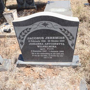 BOOYENS Jacobus Jeremias 1926-2009 & Johanna Antoinette Wilhelmina POOL 1927-1995