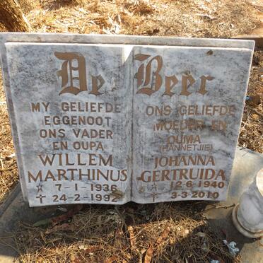 BEER Willem Marthinus, de 1936-1992 & Johanna Gertruida 1940-2010