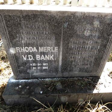BANK Rhoda Merle, v.d. 1921-1996