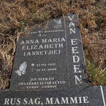 EEDEN Anna Maria Elizabeth, van 1931-2006
