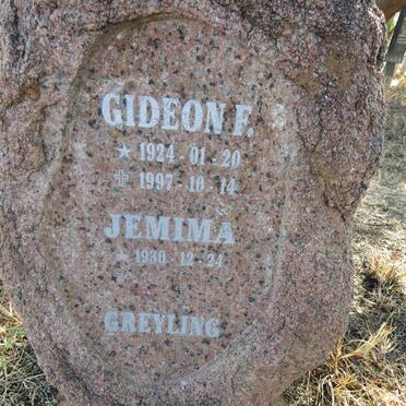 GREYLING Gideon F. 1924-1997 & Jemima 1930-