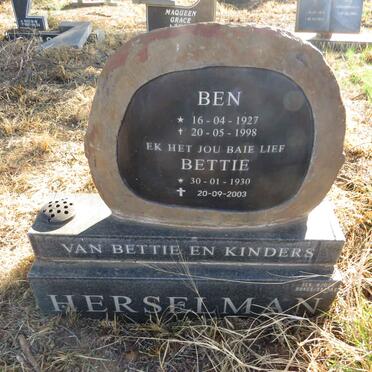 HERSELMAN Ben 1927-1998 & Bettie 1930-2003
