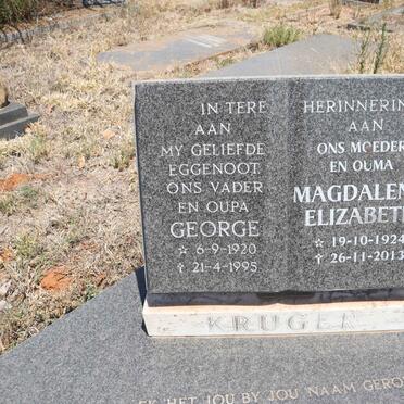 KRUGER George 1920-1995 & Magdalena Elizabeth 1924-2013
