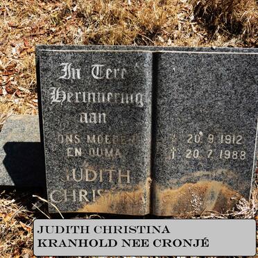KRANHOLD Judith Christina nee CRONJE 1912-1988