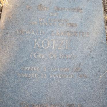KOTZE Dewald Lambertus nee DE BEER 1922-1976