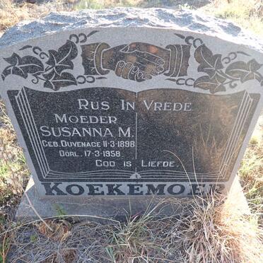 KOEKEMOER Susanna M. nee DUVENAGE 1898-1958