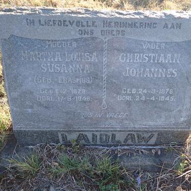 LAIDLAW Christiaan Johannes 1878-1945 & Martha Louisa Susanna ERASMUS 1878-1948