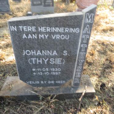 MATTHYSER Johanna S. 1930-1997