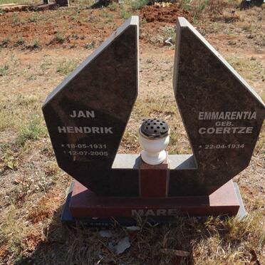 MARE Jan Hendrik 1931-2005 & Emmarentia nee COERTZE 1934-