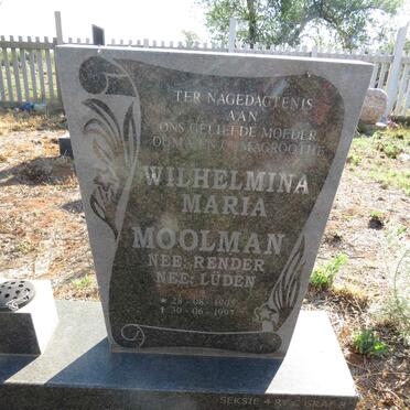 MOOLMAN Wilhelmina Maria formerly RENDER nee LUDEN 1905-1997