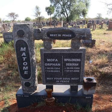 MATOME Mofa Orphan 1954-2003 & Mpolokeng Deborah 1959-2008