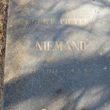 NIEMAND Gert Pieter 1922-1991