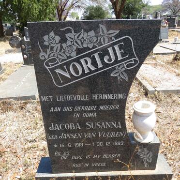 NORTJE Jacoba Susanna nee JANSEN VAN VUUREN 1918-1983