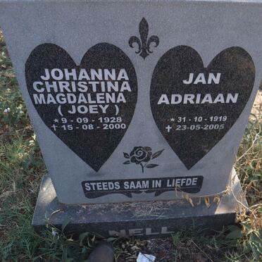 NELL Jan Adriaan 1919-2005 & Johanna Christina Magdalena 1928-2000
