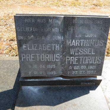 PRETORIUS Marthinus Wessel 1921-1992 & Elizabeth 1925-1989
