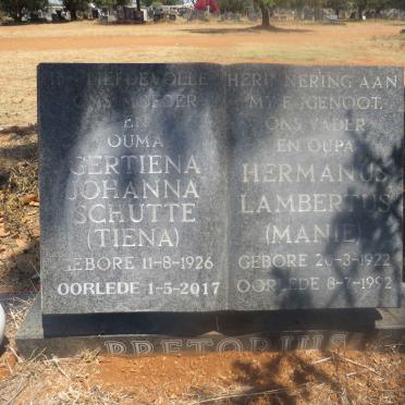 PRETORIUS Hermanus Lambertus 1922-1992 & Gertiena Johanna SCHUTTE 1926-2017