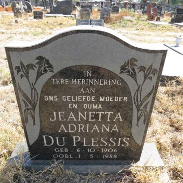 PLESSIS Jeanetta Adriana, du 1906-1988