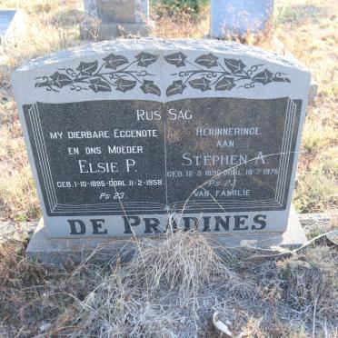 PRADINES Stephen A. de 1896-1976 & Elsie P. 1895-1958