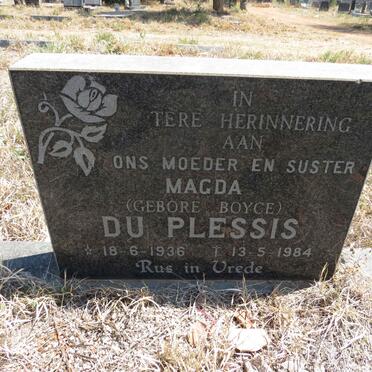 PLESSIS Magda, du nee BOYCE 1936-1984