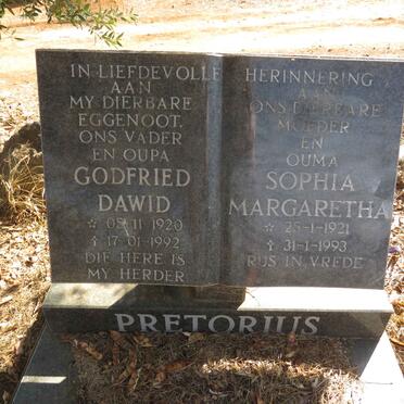 PRETORIUS Godfried Dawid 1920-1992 & Sophia Margaretha 1921-1993