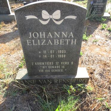 RENSBURG Johanna Elizabeth, Janse van 1905-1998
