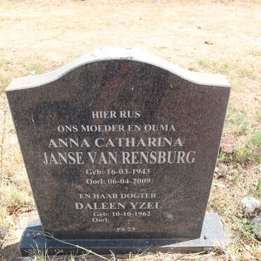 RENSBURG Anna Catharina, Janse van 1943-2009 :: YZEL Daleen 1962-