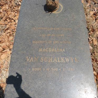 SCHALKWYK Magdalena, van 1940-198?