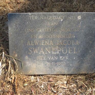 SWANEPOEL Elwiena Jacoba nee VAN EYK 1903-1991