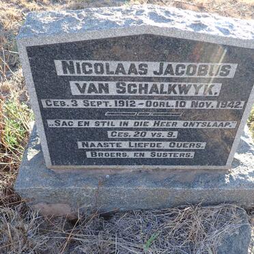 SCHALKWYK Nicolaas Jacobus, van 1912-1942
