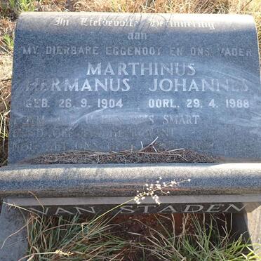 STADEN Marthinus Hermanus Johannes, van 1904-1988