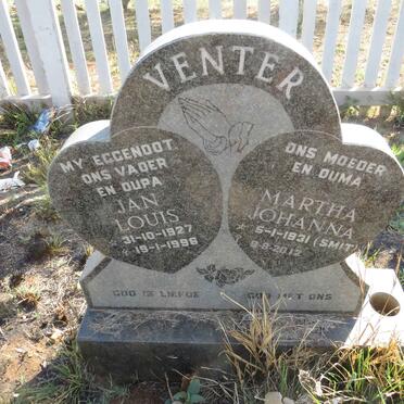 VENTER Jan Louis 1927-1996 & Martha Johanna SMIT 1931-2012