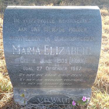 WALT Maria Elizabeth, v.d. nee HORN 1909-1997