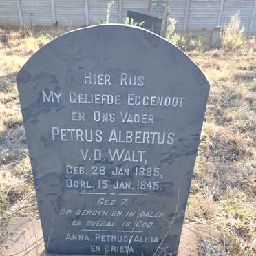 WALT Petrus Albertus, v.d. 1895-1945