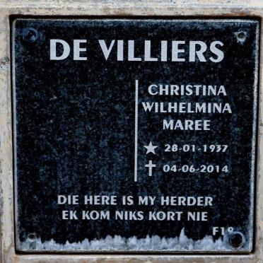 VILLIERS Christina Wilhelmina Maree, de 1937-2014