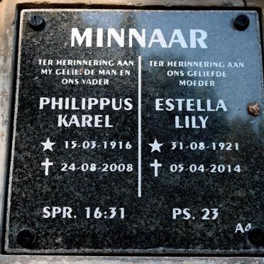 MINNAAR Philippus Karel 1916-2008 &amp; Estella Lily 1921-2014