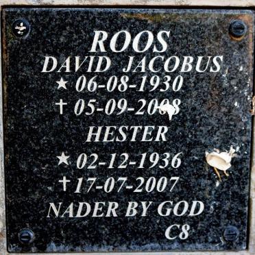 ROOS David Jacobus 1930-2008 &amp; Hester 1936-2007