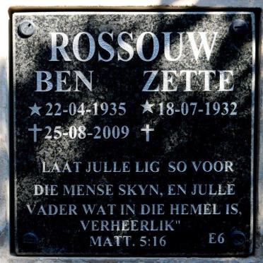 ROSSOUW Ben 1935-2009 &amp; Zette 1932-