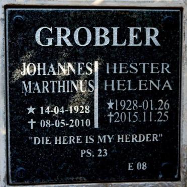 GROBLER Johannes Marthinus 1928-2010 &amp; Hester Helena 1928-2015