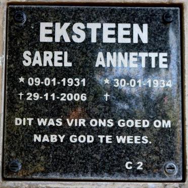 EKSTEEN Sarel 1931-2006 &amp; Annette 1934-