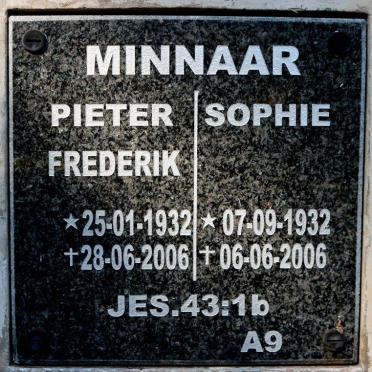 MINNAAR Pieter Frederik 1932-2006 &amp; Sophie 1932-2006