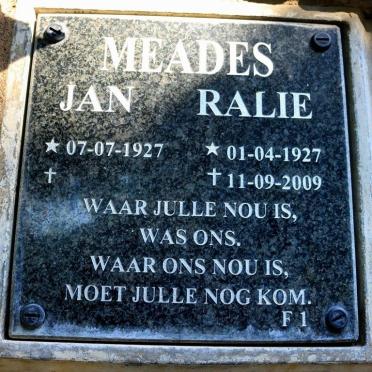 MEADES Jan 1927- &amp; Ralie 1927-2009