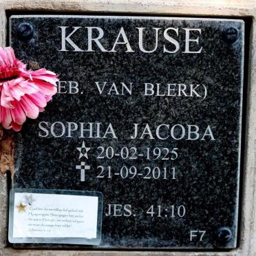 KRAUSE Sophia Jacoba nee VAN BLERK 1925-2011