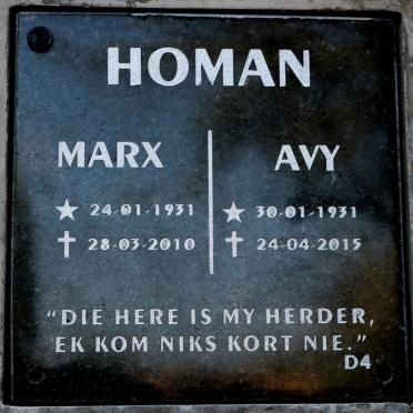 HOMAN Marx 1931-2010 &amp; Avy 1931-2015